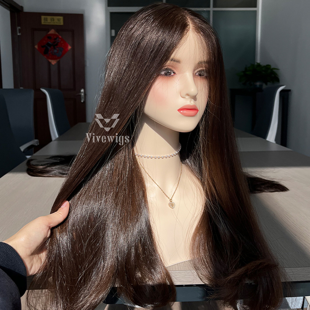 23 Inches #6 Color European Hair Lace Top Wig