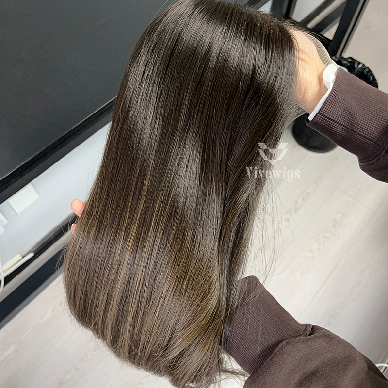 13 Inches Brunette Color Slight Layer Lace Top Wig