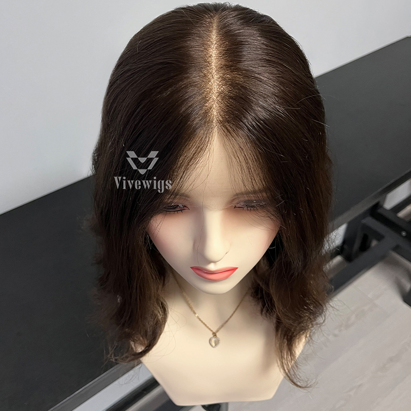16 Inches #6 Color European Hair Lace Top Wig